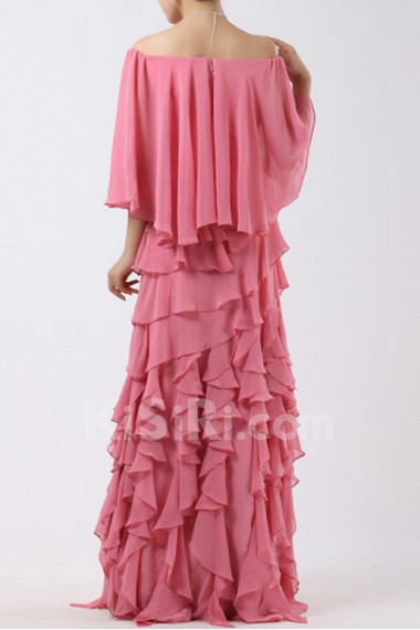 Chiffon Off-the-Shoulder Floor Length Column Dress