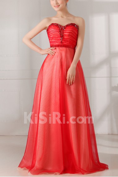 Satin Sweetheart Floor Length Ball Gown Dress with Crystal