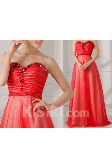 Satin Sweetheart Floor Length Ball Gown Dress with Crystal