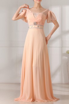 Chiffon V-neck Floor Length Empire Dress with Crystal