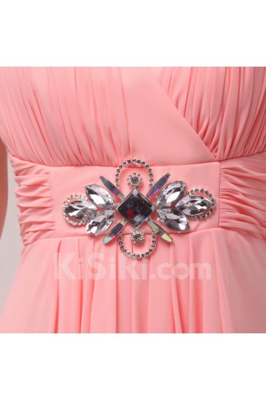 Chiffon Halter Floor Length Empire Dress with Crystal