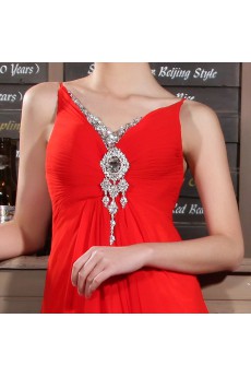 Chiffon V-neck Sheath Dress with Crystal