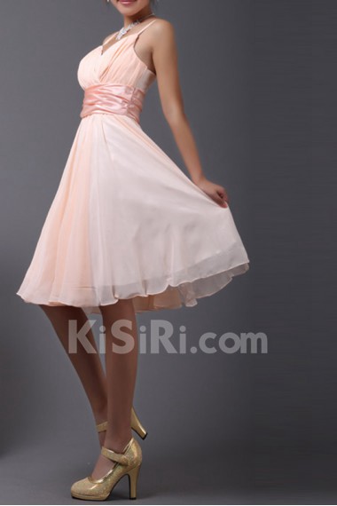 Chiffon Spaghetti Neckline Short Corset Dress