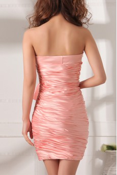 Satin Strapless Short Dress with Beading