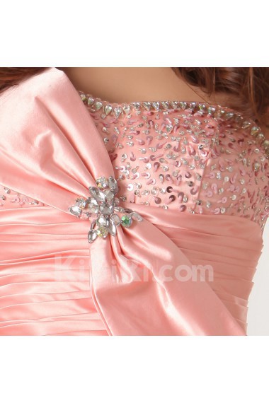 Satin Strapless Short Dress with Beading