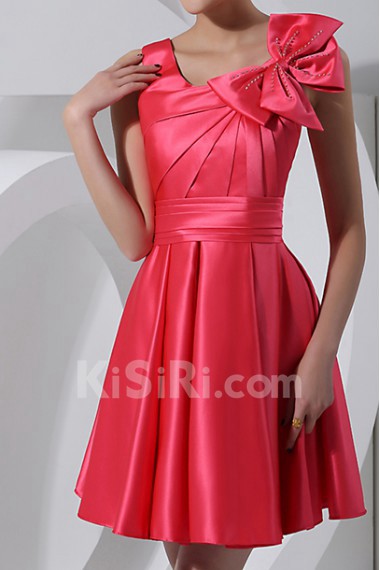 Satin Jewel Neckline Short Corset Dress with Beading