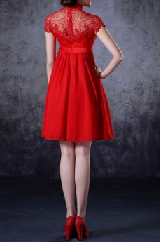 Chiffon High Collar Neckline Short Dress