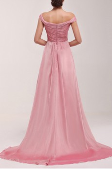 Chiffon Off-the-Shoulder A-line Dress with Sequins