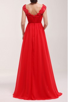 Chiffon Scoop Neckline A-line Dress with Sequins