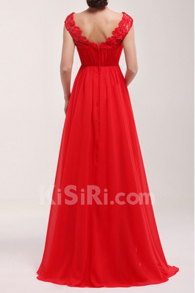 Chiffon Scoop Neckline A-line Dress with Sequins