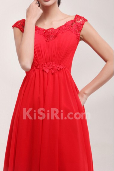 Chiffon Scoop Neckline A-line Dress with Sequins