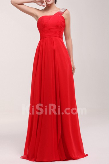 Chiffon One Shoulder Corset Dress with Sequins