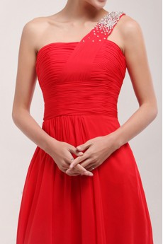 Chiffon One Shoulder Corset Dress with Sequins