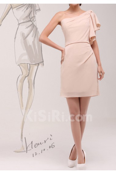 Chiffon One Shoulder Short Dress