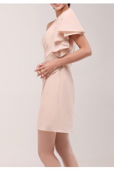 Chiffon One Shoulder Short Dress