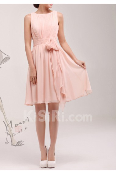 Chiffon Jewel Neckline Short A-line Dress