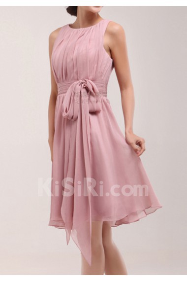 Chiffon Jewel Neckline Short A-line Dress