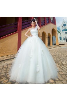 Tulle,Net,Satin One-shoulder Ball Gown Dress with Handmade Flowers