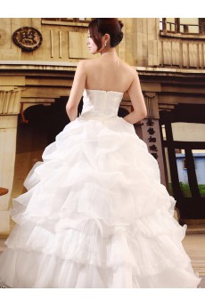 Satin,Tulle Strapless Ball Gown Dress with Bead