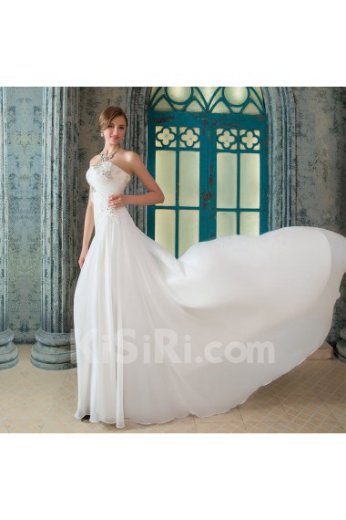 Chiffon,Satin Sweetheart Column Dress with Diamond and Bead