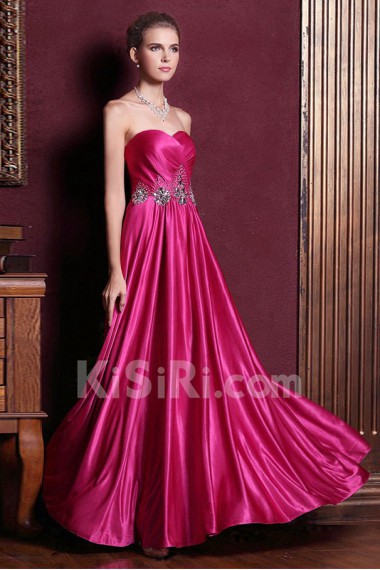 Satin Sweetheart Dress with Diamond