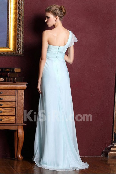 Satin One-shoulder Dress with Diamond