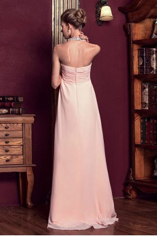 Satin Halter Dress with Diamond