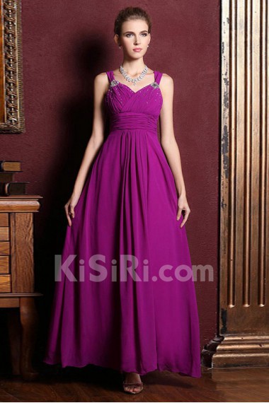 Satin V-neck Dress with Diamond