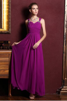 Satin V-neck Dress with Diamond