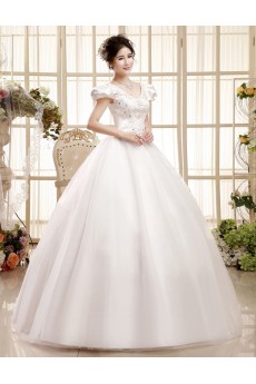 Tulle V-Neck Ball Gown Dress with Beading and Sequins