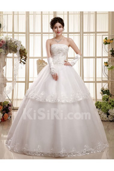 Tulle Strapless Ball Gown Dress with Beading and Sequins