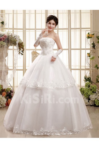 Tulle Strapless Ball Gown Dress with Beading and Sequins