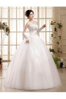 Tulle Strapless Ball Gown Dress with Beading and Sequin