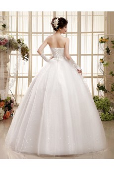 Tulle Strapless Ball Gown Dress with Beading and Sequin