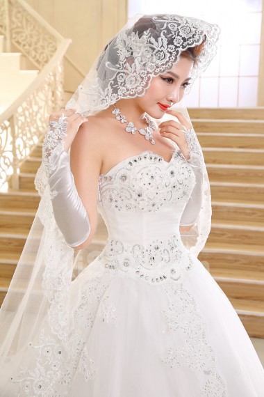 Lace Sweetheart Ball Gown Dress with Beading and Bow