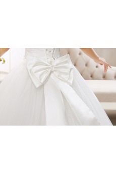 Tulle Strapless Ball Gown Dress with Sequin and Bow