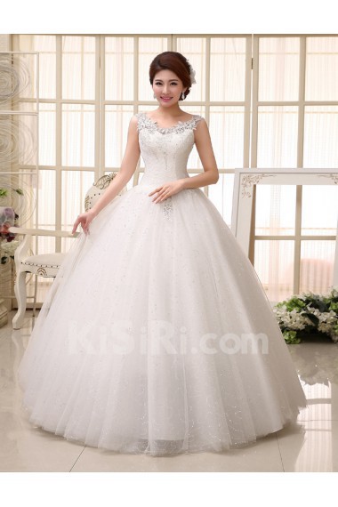 Tulle Scoop Ball Gown Dress with Beading