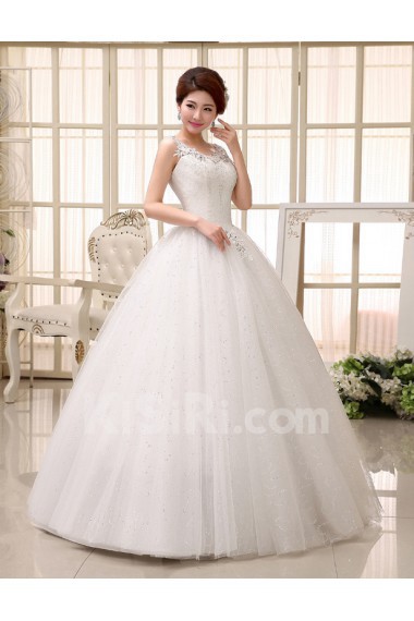 Tulle Scoop Ball Gown Dress with Beading