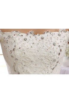 Lace Strapless A-Line Dress with Beading and Embroidery