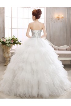 Tulle Strapless Ball Gown Dress with Beading