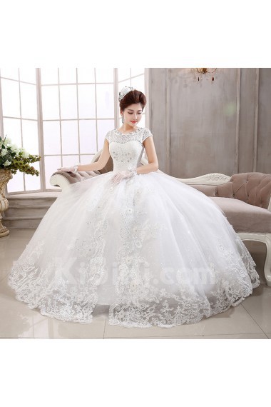 Lace Scoop Ball Gown Dress with Beading and Sequin