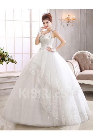 Tulle One-shoulder Ball Gown Dress with Handmade Flower