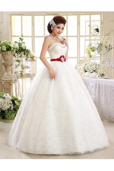 Lace Strapless Ball Gown Dress with Beading