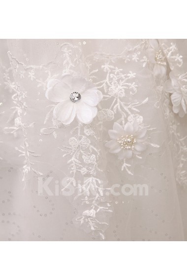 Tulle One-shoulder Ball Gown Dress with Handmade Flower