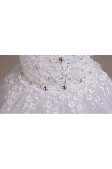 Lace High-Neck Ball Gown Dress with Bead and Beading