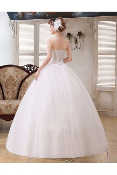 Lace and Tulle Strapless Ball Gown Dress with Beading and Sequin