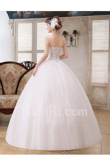 Lace and Tulle Strapless Ball Gown Dress with Beading and Sequin