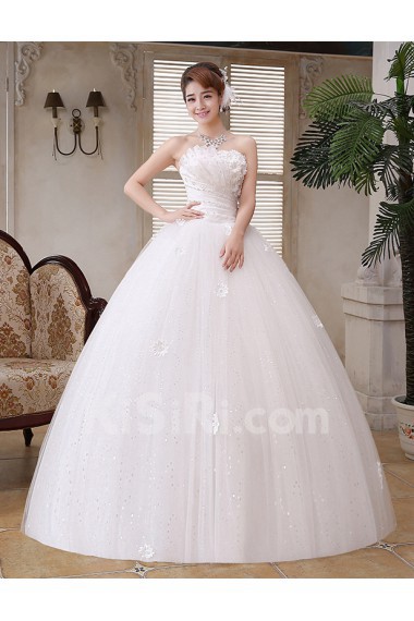 Lace and Tulle Scallop Ball Gown Dress with Handmade Flower