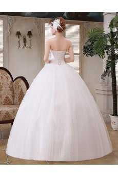 Lace and Tulle Scallop Ball Gown Dress with Handmade Flower