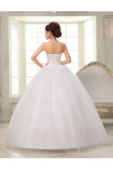 Lace and Tulle Strapless Ball Gown Dress with Embroidery